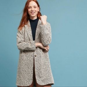 NWT Anthropologie Rowan Leopard Knit Long Blazer